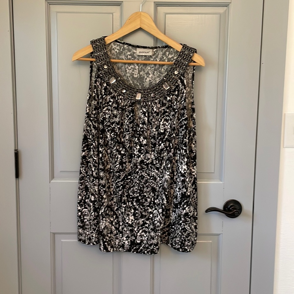Avenue beaded sleeveless top